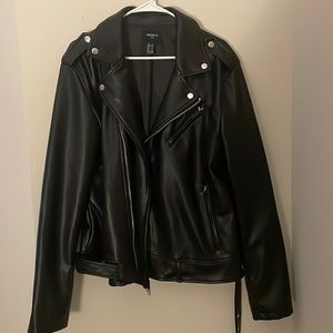 Large black leather jacket